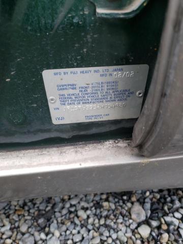 JF1SF65552H756920 - 2002 SUBARU FORESTER S GREEN photo 12