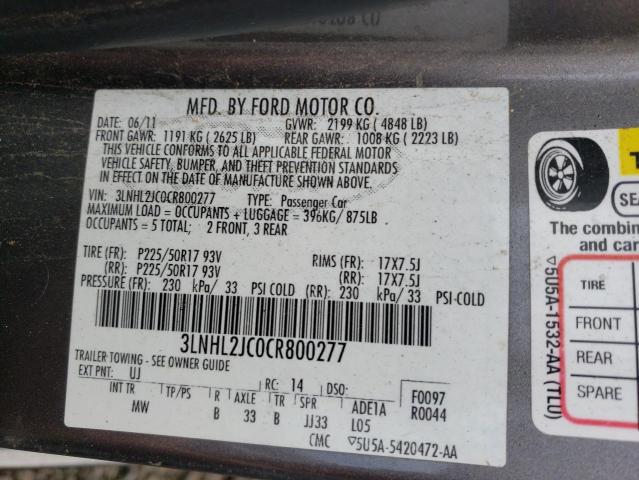 3LNHL2JC0CR800277 - 2012 LINCOLN MKZ GRAY photo 13