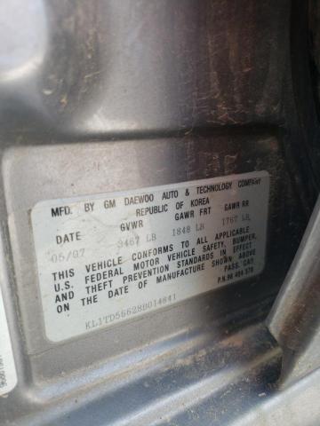 KL1TD56628B014841 - 2008 CHEVROLET AVEO BASE ნაცრისფერი ფოტო 12