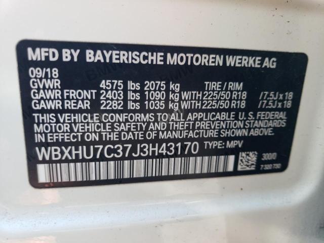 WBXHU7C37J3H43170 - 2018 BMW X1 SDRIVE28I WHITE photo 12