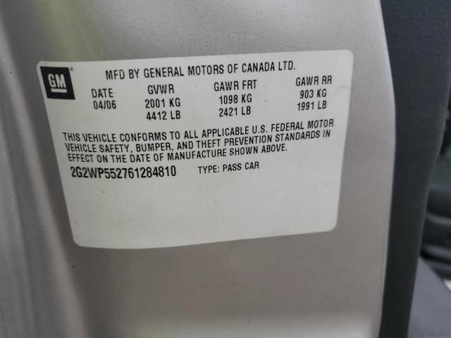 2G2WP552761284810 - 2006 PONTIAC GRAND PRIX 银色 照片 12