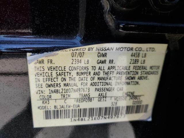 1N4BL21E07N497673 - 2007 NISSAN ALTIMA 3.5SE BLACK photo 12