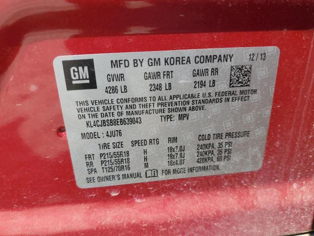 KL4CJBSB8EB639043 - 2014 BUICK ENCORE CONVENIENCE 红色 照片 12