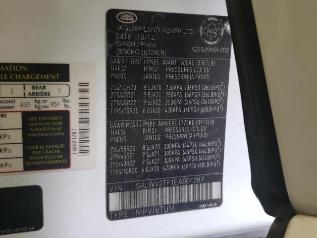 SALWV2TF1EA601287 - 2014 LAND ROVER RANGE ROVE AUTOBIOGRAPHY WHITE photo 12