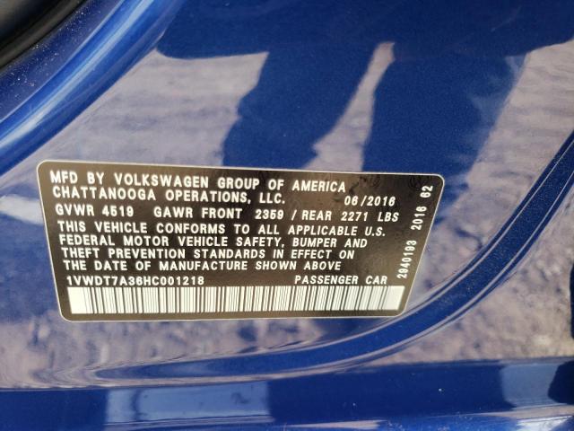 1VWDT7A36HC001218 - 2017 VOLKSWAGEN PASSAT R-LINE Mavi foto 12