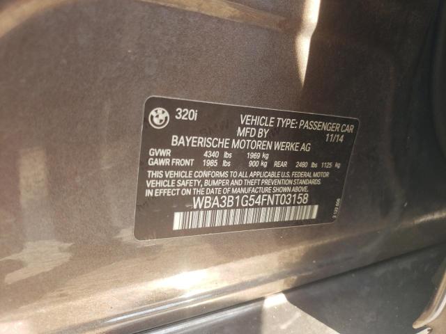WBA3B1G54FNT03158 - 2015 BMW 320I I GOLD photo 13