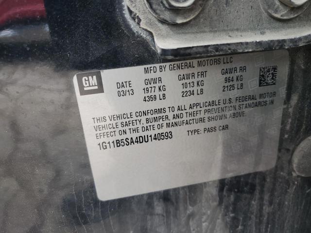 1G11B5SA4DU140593 - 2013 CHEVROLET MALIBU LS BLACK photo 12