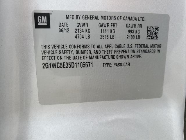 2G1WC5E35D1105671 - 2013 CHEVROLET IMPALA LTZ 银色 照片 12