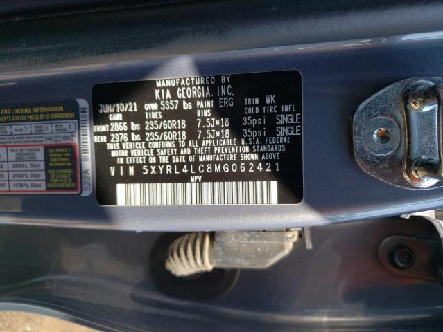 5XYRL4LC8MG062421 - 2021 KIA SORENTO S GRAY photo 13