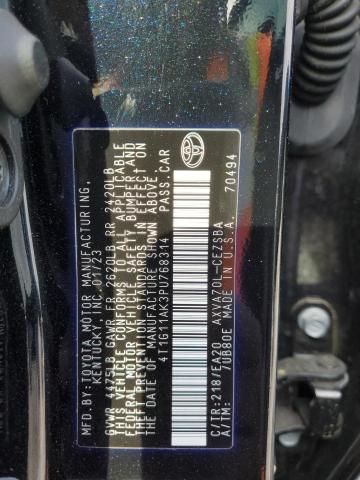 4T1G11AK3PU768314 - 2023 TOYOTA CAMRY SE NIGHT SHADE BLACK photo 12