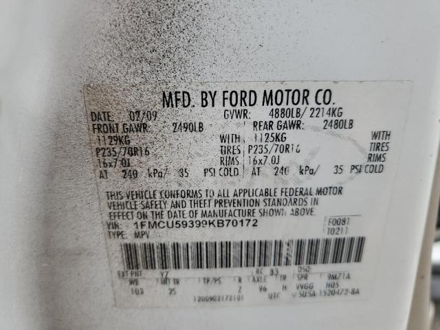 1FMCU59399KB70172 - 2009 FORD ESCAPE HYBRID BLACK photo 12