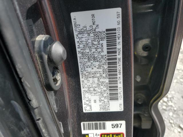 3TMJU4GN9CM138669 - 2012 TOYOTA TACOMA DOUBLE CAB PRERUNNER CHARCOAL photo 12