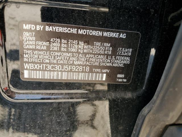 WBXHT3C30J5F92818 - 2018 BMW X1 XDRIVE28I BLACK photo 12