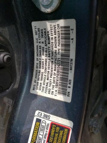 19XFA1F63BE043721 - 2011 HONDA CIVIC LX-S Gris photo 12