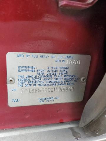 JF1SF65522H745499 - 2002 SUBARU FORESTER S BURGUNDY photo 12