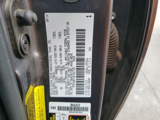 5TFUW5F14FX417151 - 2015 TOYOTA TUNDRA DOUBLE CAB SR/SR5 GRAY photo 12