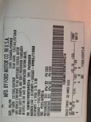 1LNFM81W8WY694216 - 1998 LINCOLN TOWN CAR EXECUTIVE Weiß Foto 12