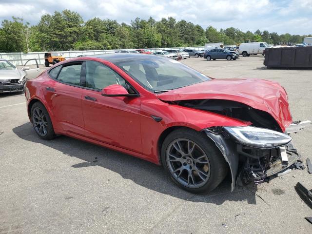 5YJSA1E57MF430177 - 2021 TESLA MODEL S Червоний фото 4