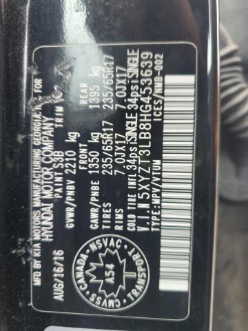 5XYZT3LB8HG453639 - 2017 HYUNDAI SANTA FE S Սև լուսանկար 14