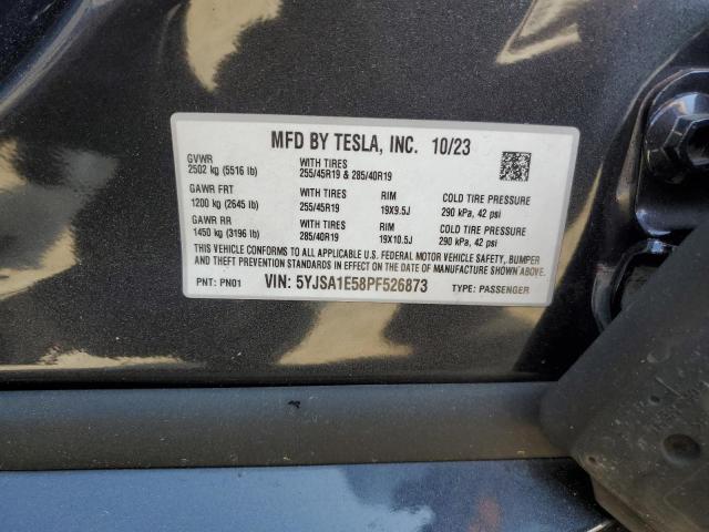 5YJSA1E58PF526873 - 2023 TESLA MODEL S GRAY photo 12
