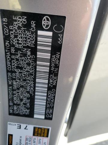 JTDKARFPXJ3073715 - 2018 TOYOTA PRIUS PRIM SILVER photo 12