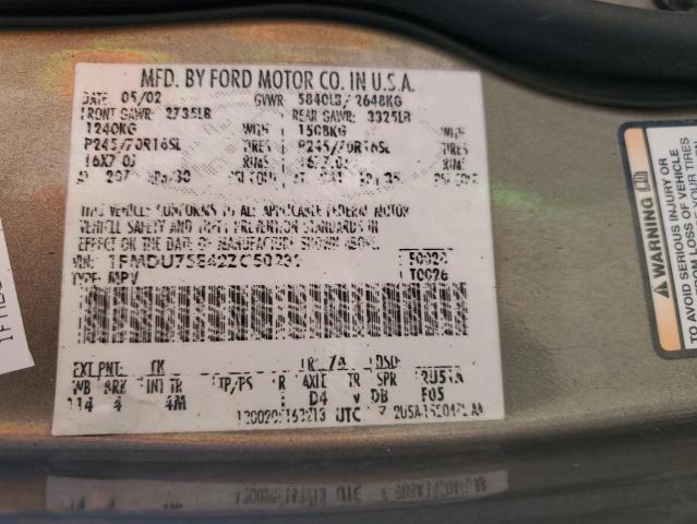 1FMDU75E42ZC50239 - 2002 FORD EXPLORER LIMITED ნაცრისფერი ფოტო 13