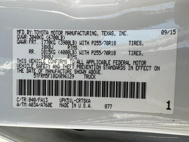 5TFRM5F18GX096129 - 2016 TOYOTA TUNDRA DOUBLE CAB SR/SR5 WHITE photo 15