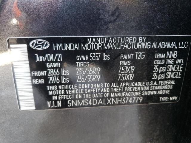 5NMS4DALXNH374779 - 2022 HYUNDAI SANTA FE LIMITED CHARCOAL photo 13