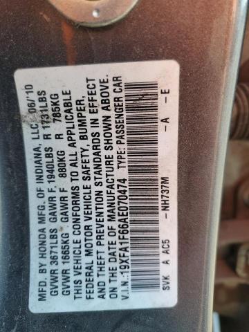 19XFA1F66AE070474 - 2010 HONDA CIVIC LX-S GRAY photo 12