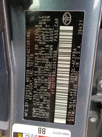 4T1DZ1FB8LU043368 - 2020 TOYOTA AVALON LIMITED GRAY photo 13