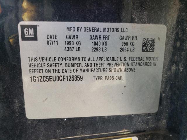 1G1ZC5EU0CF126859 - 2012 CHEVROLET MALIBU 1LT BLACK photo 12