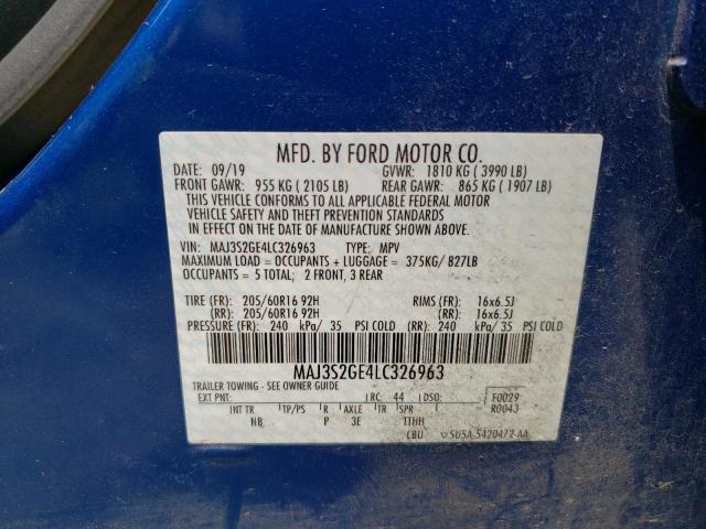 MAJ3S2GE4LC326963 - 2020 FORD ECOSPORT SE BLUE photo 13