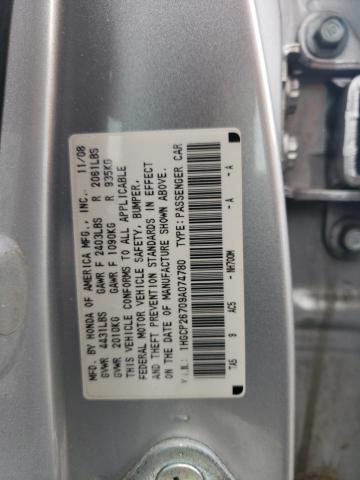 1HGCP26709A074780 - 2009 HONDA ACCORD EX SILVER photo 12