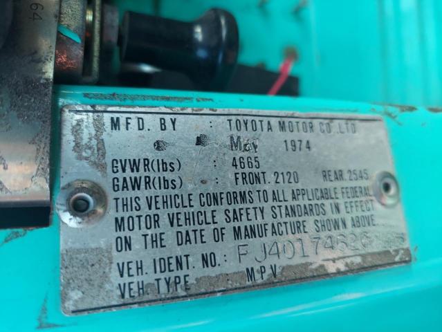 FJ40174626 - 1974 TOYOTA LAND CRUIS TURQUOISE photo 12