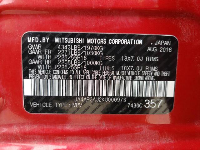 JA4AR3AU2KU000973 - 2019 MITSUBISHI OUTLANDER ES RED photo 13