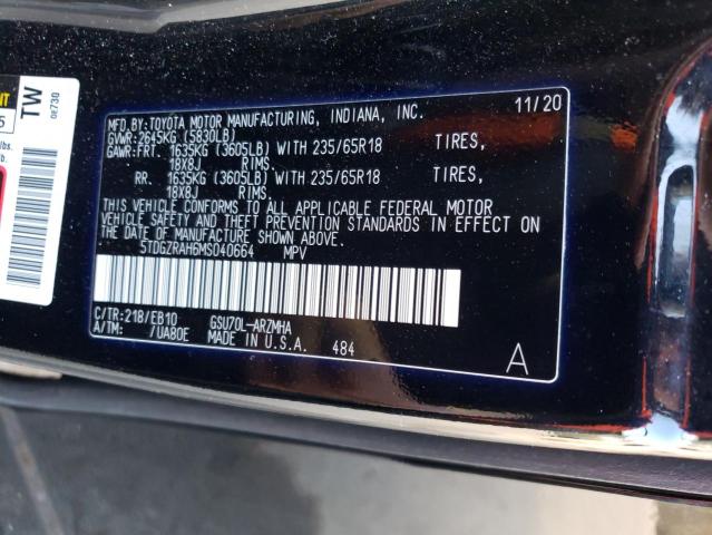 5TDGZRAH6MS040664 - 2021 TOYOTA HIGHLANDER XLE BLACK photo 14