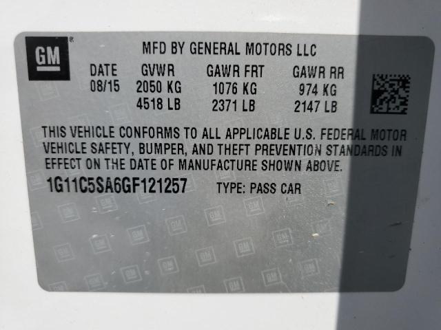 1G11C5SA6GF121257 - 2016 CHEVROLET MALIBU LIM LT 白色 照片 13