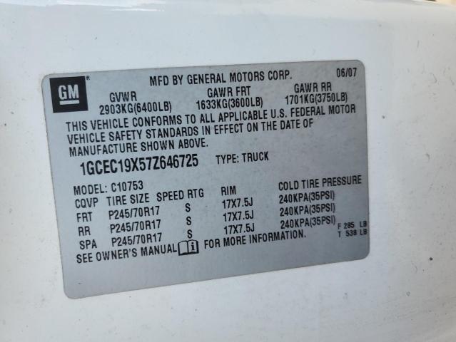1GCEC19X57Z646725 - 2007 CHEVROLET SILVERADO C1500 CLASSIC Ağ foto 12