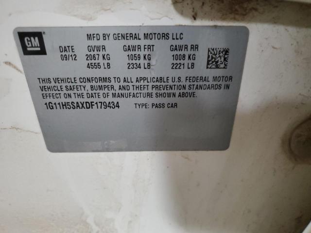 1G11H5SAXDF179434 - 2013 CHEVROLET MALIBU LTZ 白色 照片 12