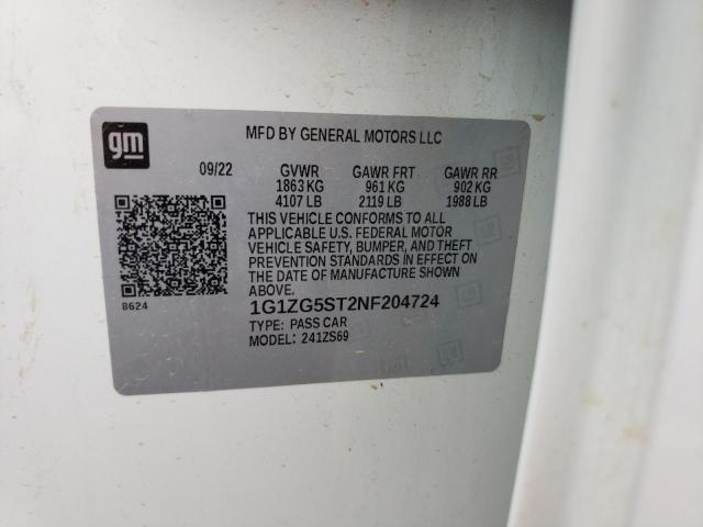 1G1ZG5ST2NF204724 - 2022 CHEVROLET MALIBU RS WHITE photo 12