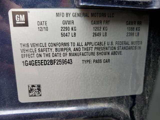 1G4GE5ED2BF259643 - 2011 BUICK LACROSSE CXS Mavi foto 12