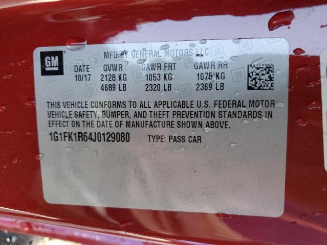 1G1FK1R64J0129080 - 2018 CHEVROLET CAMARO ZL1 勃艮第红 照片 13