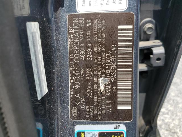 KNALN4D7XE5160133 - 2014 KIA CADENZA PREMIUM BLUE photo 12