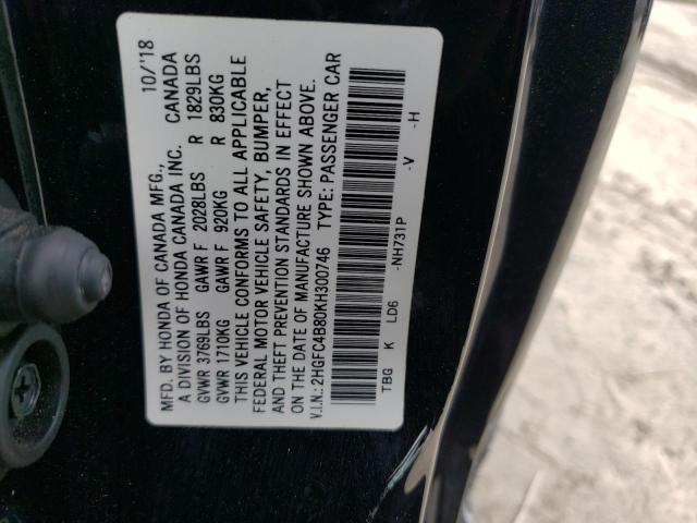 2HGFC4B80KH300746 - 2019 HONDA CIVIC SPORT 黑色 照片 12