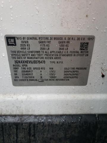 3GNAXHEV9JS576478 - 2018 CHEVROLET EQUINOX LS Ақ фото 13