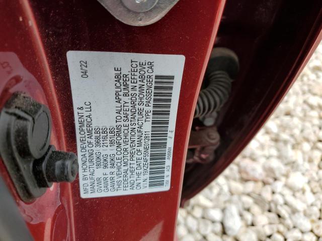 19XZE4F55NE012811 - 2022 HONDA INSIGHT EX RED photo 12