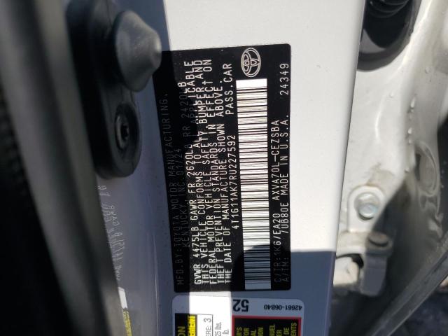 4T1G11AK7RU227592 - 2024 TOYOTA CAMRY SE NIGHT SHADE WHITE photo 12