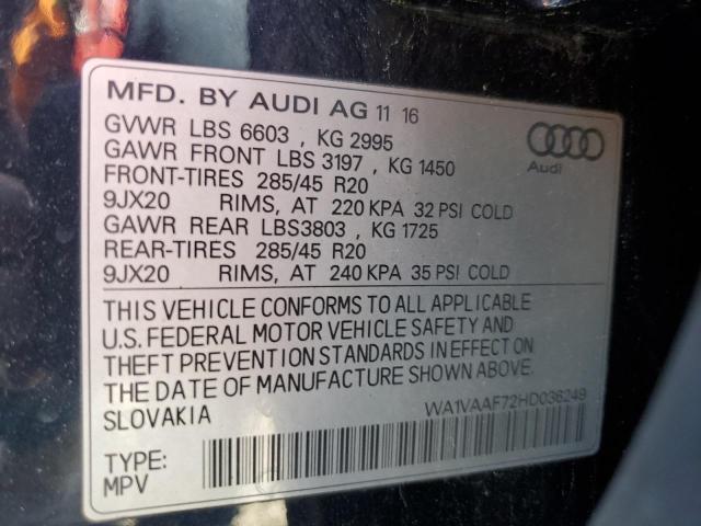 WA1VAAF72HD036249 - 2017 AUDI Q7 PRESTIGE BLACK photo 12