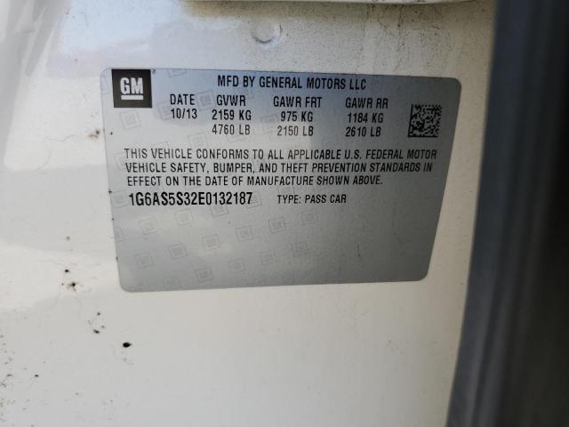 1G6AS5S32E0132187 - 2014 CADILLAC CTS PERFORMANCE COLLECTION Blanco foto 12