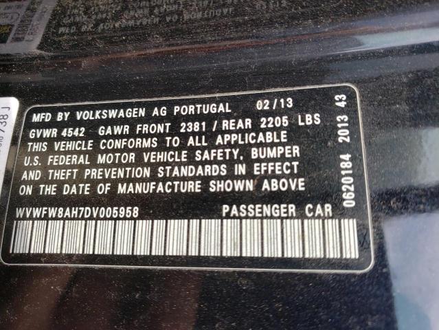 WVWFW8AH7DV005958 - 2013 VOLKSWAGEN EOS LUX 黑色 照片 12